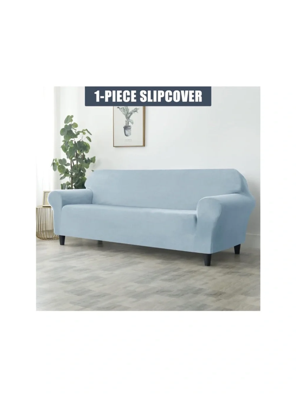 Pet & Kid Friendly VELVETY Soft Sofa Slipcover-LIGHT BLUE